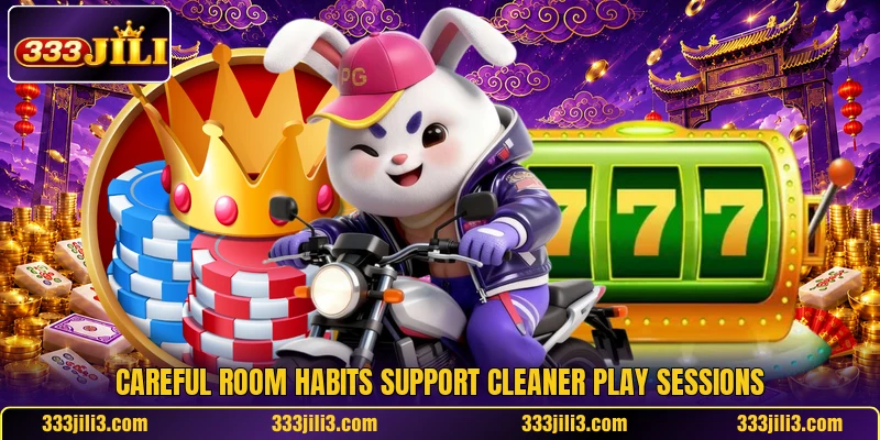 Careful room habits support cleaner play sessions Careful room habits support cleaner play sessions