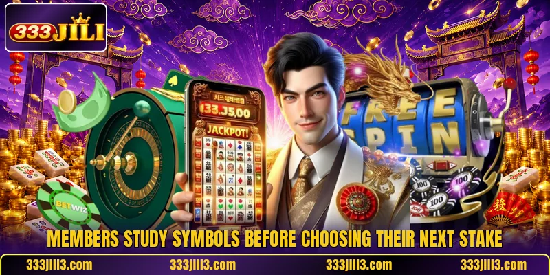 Members study symbols before choosing their next stake Members study symbols before choosing their next stake