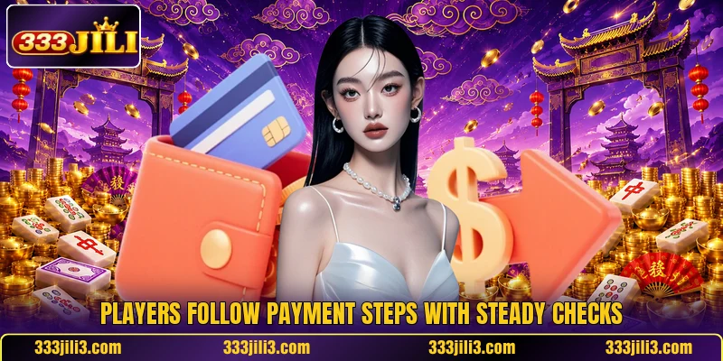 Players follow payment steps with steady checks
