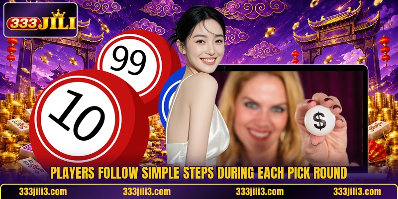 Players follow simple steps during each pick round Players follow simple steps during each pick round