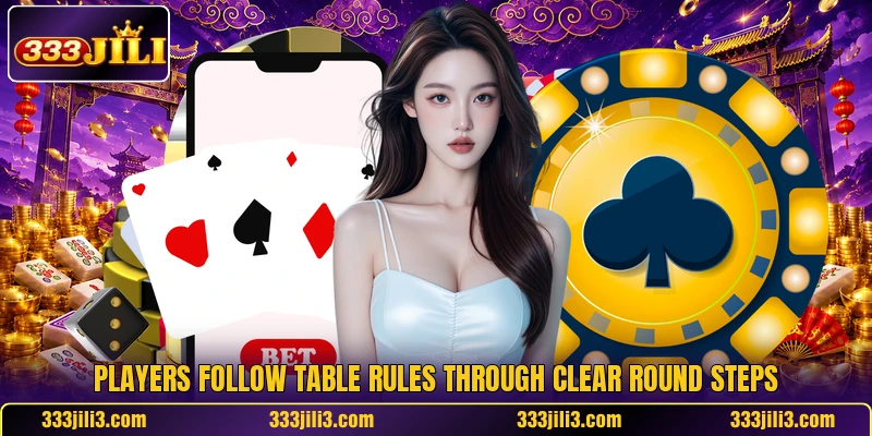 Players follow table rules through clear round steps