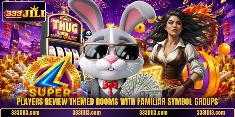 Players review themed rooms with familiar symbol groups