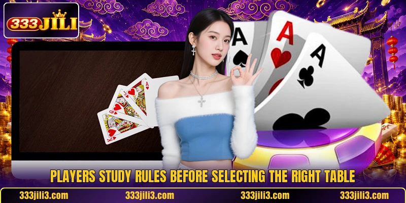 Players study rules before selecting the right table