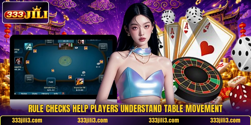 Rule checks help players understand table movement